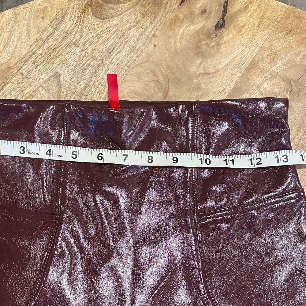 SPANX Shiny Burgundy Faux Leather Leggings - Picture 12 of 17